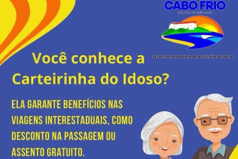 Carteirinha do Idoso: emissão está disponível para maiores de 60 anos em Cabo Frio