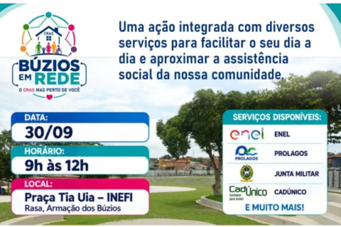 Búzios em Rede leva serviços e orientações à Praça Tia Uia nesta quarta-feira